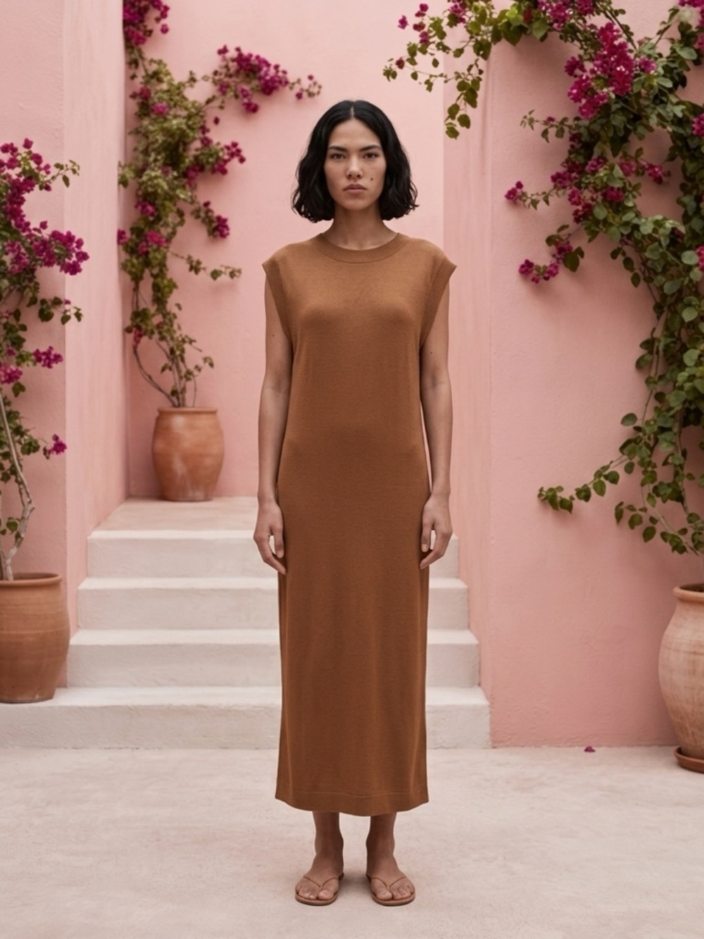 Zara Sleeveless Maxi Dress in Chestnut Brown
